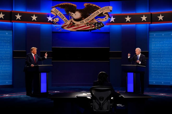 Donald Trump and Joe Biden during a debate in 2020